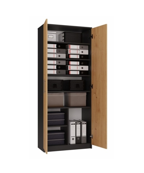 Regał zamknięty antracyt - dąb RE-1427-ANT-ART