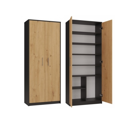 Regał zamknięty antracyt - dąb RE-1427-ANT-ART