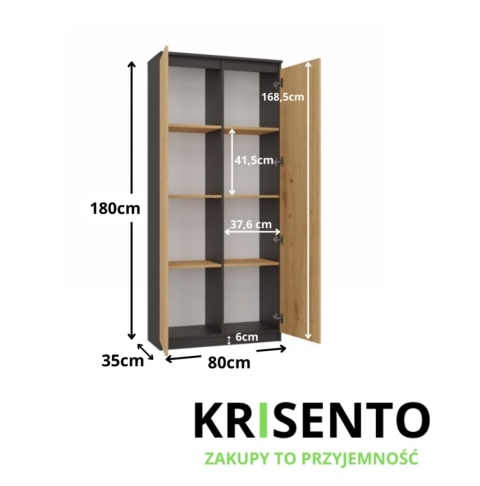 Regał zamknięty z półkami RE-1412-ANT-ART