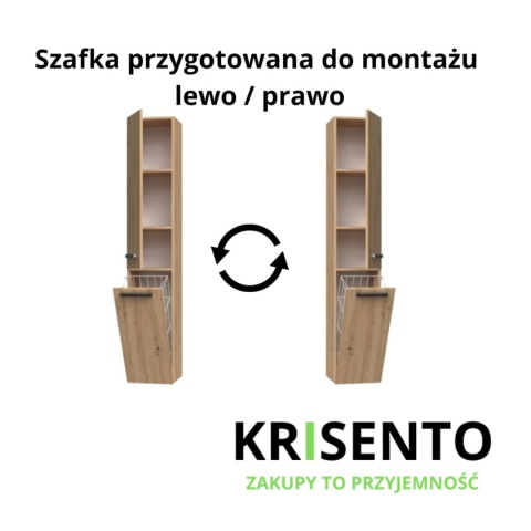 Slupek lazienkowy z koszem dąb artisan LAZ-1316-ART