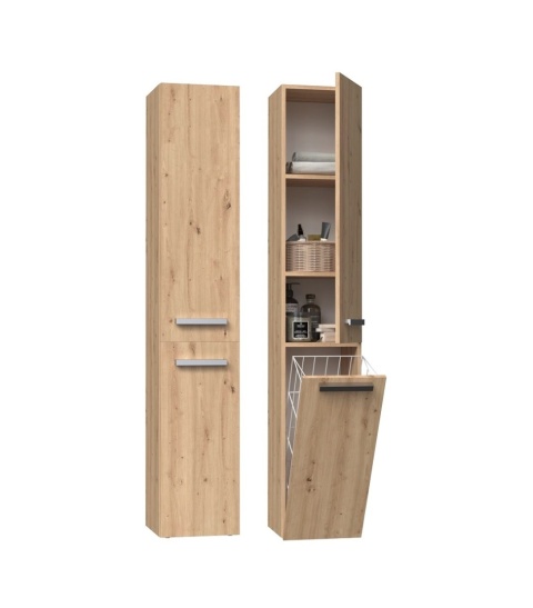 Slupek lazienkowy z koszem dąb artisan LAZ-1316-ART