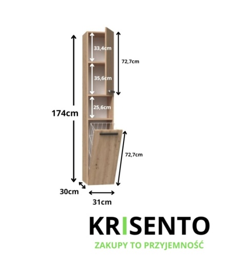 Słupek łazienkowy z koszem na pranie LAZ-1315-ART