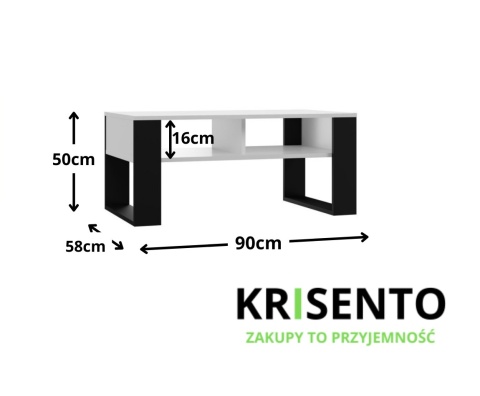 Stolik kawowy loftowy STOL-804-BIEL-CZERN
