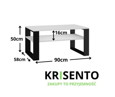 Stolik z półką STOL-803-BIEL-CZERN
