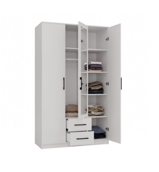 Szafa 3 drzwiowa biała 120 cm SZAF-1005-L-BIEL-MAT