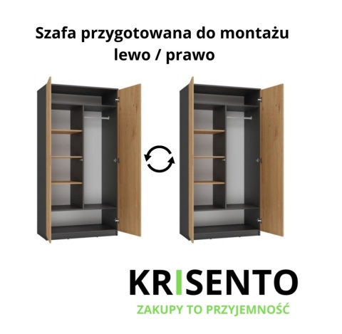 Szafa 90 cm antracyt - dąb artisan SZAF-1002-ANT-ART