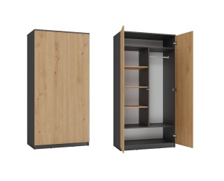 Szafa 90 cm antracyt - dąb artisan SZAF-1002-ANT-ART