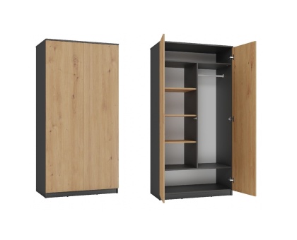 Szafa 90 cm antracyt - dąb artisan SZAF-1002-ANT-ART