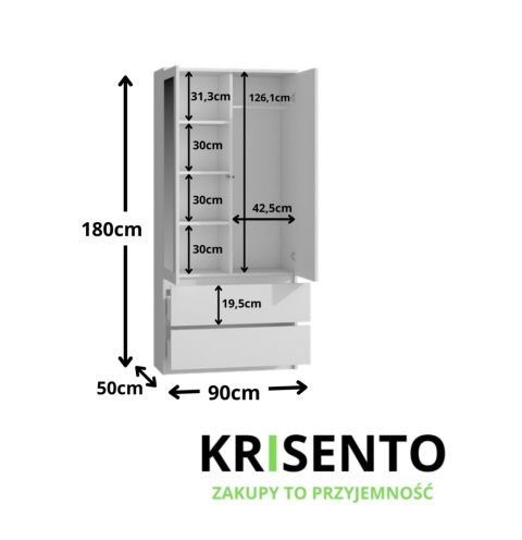 Szafa do wiatrołapu 50x90x180 cm SZAF-1009-BIEL-MAT