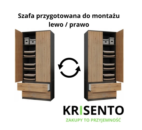 Szafa dwudrzwiowa z półkami 90 cm SZAF-1008-ANT-ART