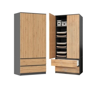 Szafa dwudrzwiowa z półkami 90 cm SZAF-1008-ANT-ART