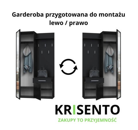 Szafa garderoba czarna GAR-104-CZERN-MAT