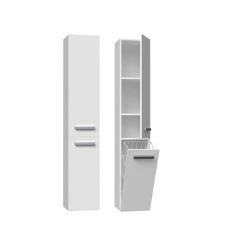 Szafka do łazienki z koszem LAZ-1316-BIEL-MAT