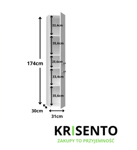 Szafka łazienkowa wąska LAZ-1314-BIEL-POŁ