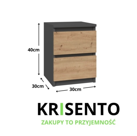 Szafka nocna waska antracyt - dąb artisan SN-304-ANT-ART
