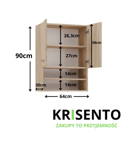 Szafka wisząca do łazienki nad pralkę LAZ-1304-SON
