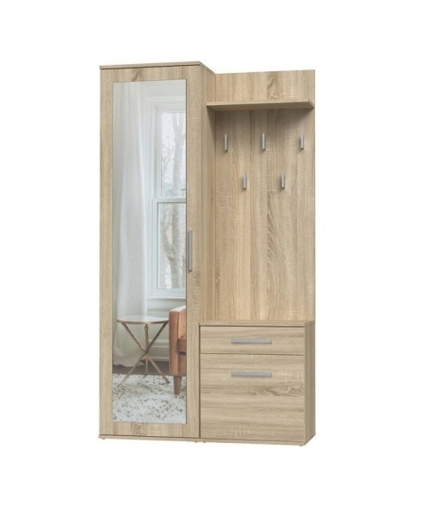Wieszak z szafką na buty i szafa dąb sonoma GAR-104-SON