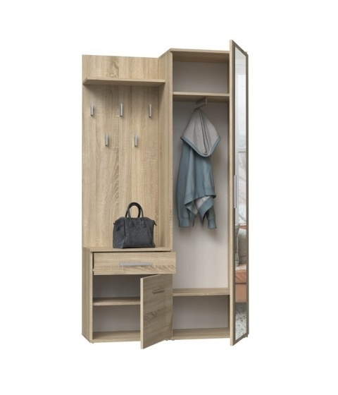 Wieszak z szafką na buty i szafa dąb sonoma GAR-104-SON