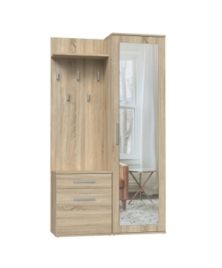 Wieszak z szafką na buty i szafa dąb sonoma GAR-104-SON