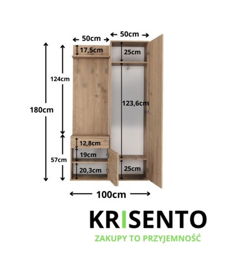 Zestaw mebli do przedpokoju dąb artisan GAR-104-ART