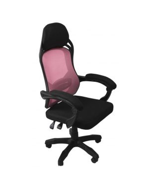Fotel obrotowy odchylany mikrosiatka czarno-różowy