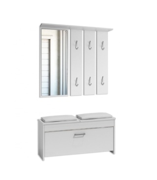 Garderoba Roma wieszak lustro szafka na buty biel