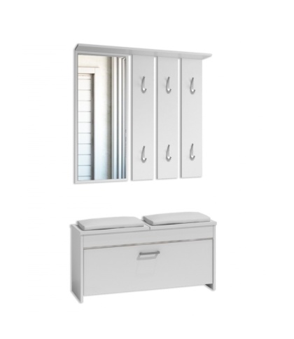 Garderoba Roma wieszak lustro szafka na buty biel