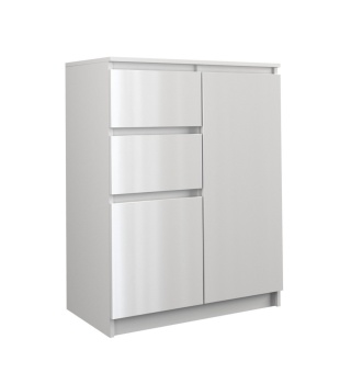 KOMODA BIAŁA POŁYSK 2 DRZWI 2 SZUFLADY 70CM 2D2S