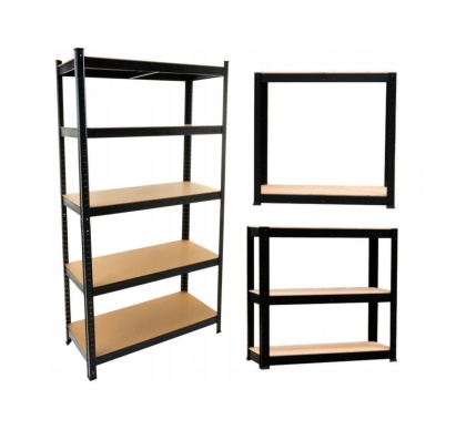 Regał czarny metalowy 180x90x40 cm RE-1421-CZERN