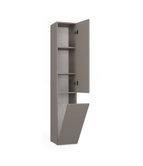 Otwarty słupek łazienkowy z koszem LAZ-1316-GLI widoczny w półprofilu.