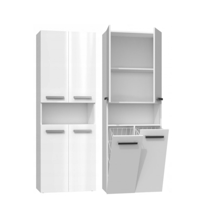 Szafka łazienkowa z koszami LAZ-1321-BIEL-POŁ