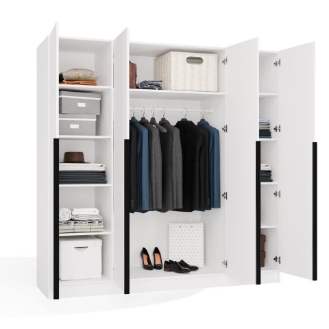 Duża szafa na ubrania SZAF-1020-BIEL-MAT-CU-200CM