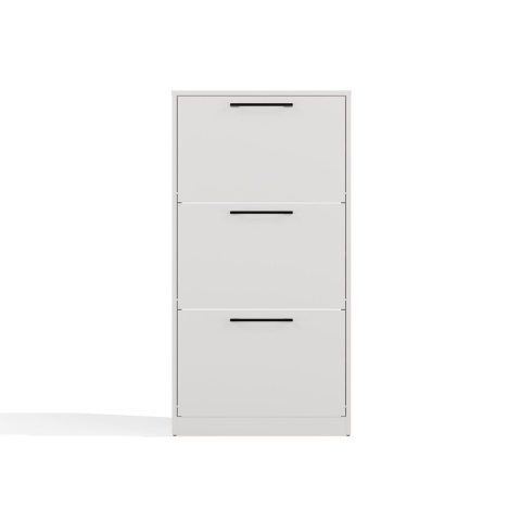 Komoda na buty do przedpokoju biały mat BUT-201-BIEL-MAT – widok z przodu na minimalistyczne, gładkie fronty.