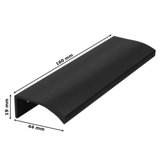 Uchwyt Meblowy Krawędziowy Długość 160mm Rozstaw 128mm Czerń Mat