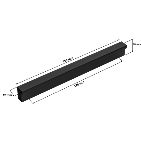 Uchwyt Meblowy L Długość 160mm Rozstaw 128mm Czerń Mat