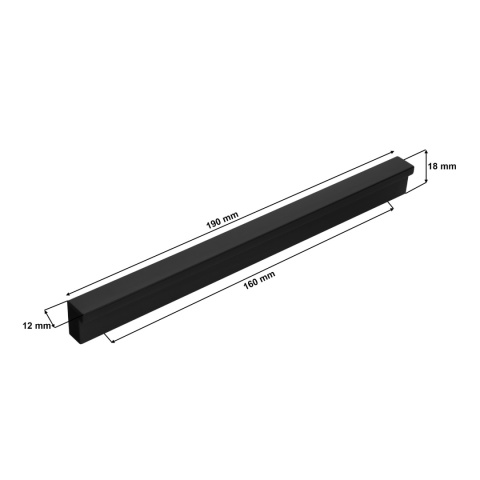 Uchwyt Meblowy L Długość 190mm Rozstaw 160mm Czerń Mat