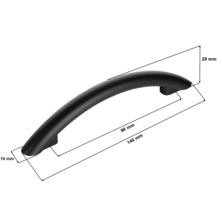 Uchwyt Meblowy Łuk Długość 140mm Rozstaw 96mm Czerń Mat