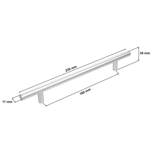 Uchwyt Meblowy Reling Długość 230mm Rozstaw 160mm Srebrny