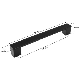 Uchwyt Meblowy UC Długość 180mm Rozstaw 160mm Czerń Mat