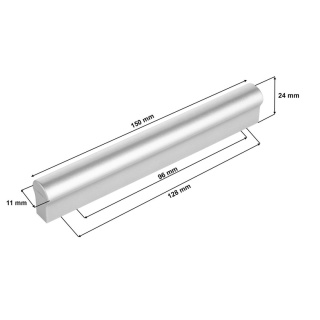 Uchwyt meblowy KL Długość 150mm Rozstaw 96mm i 128mm Srebrny Mat