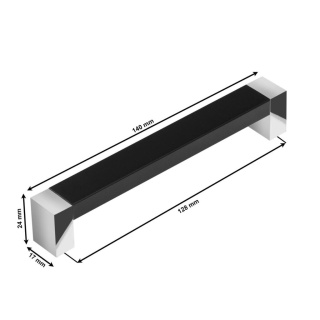 Uchwyt meblowy KM Długość 140mm Rozstaw 128mm Czerń Mat - Chrom Połysk