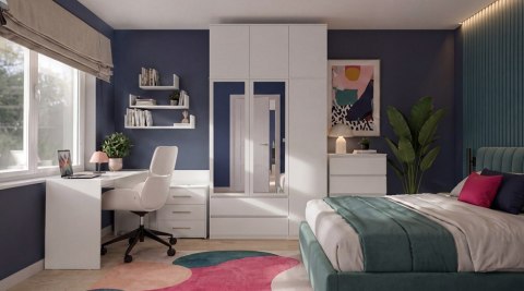 Wysoka szafa z lustrami i nadstawką SZAF-1009-NADST-BIEL-MAT
