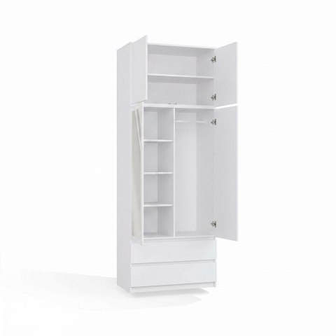 Wysoka szafa z lustrami i nadstawką SZAF-1009-NADST-BIEL-MAT