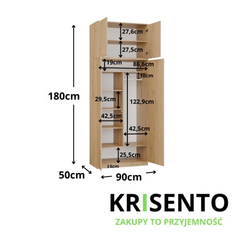 Szafa 90 cm z nadstawką SZAF-1002-NADST-ART