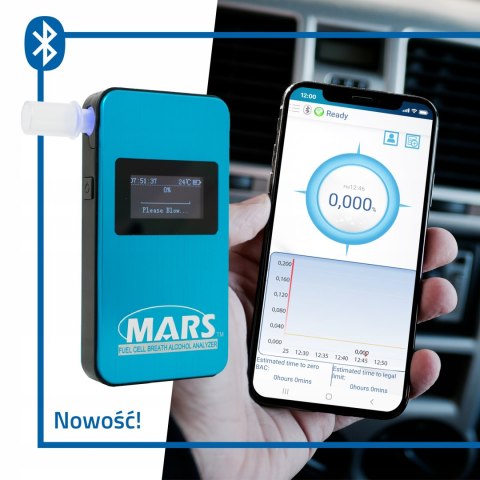 Alkomat Mars Elite Bluetooth Akumulator + Aplikacja + Etui + Ustniki +Gratis