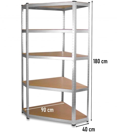 REGAŁ MAGAZYNOWY NAROŻNY METALOWY 5 PÓŁEK 875KG REGAŁ MAGAZYNOWY NAROŻNY METALOWY 5 PÓŁEK 875KG