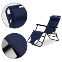 2w1 Leżak / Fotel Ogrodowy Rozkładany z Zagłówkiem Niebieski