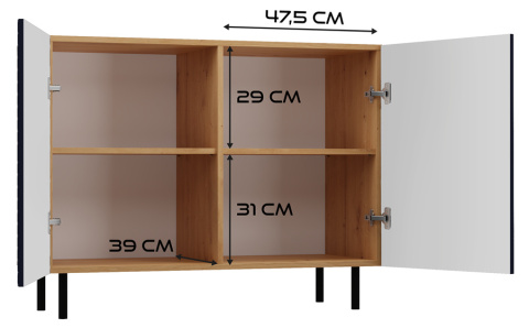 KOMODA NA NÓŻKACH 2 DRZWI RYFLOWANE FRONTY DĄB ARTISAN - GRANAT KOMODA NA NÓŻKACH 2 DRZWI RYFLOWANE FRONTY DĄB ARTISAN - GRANAT