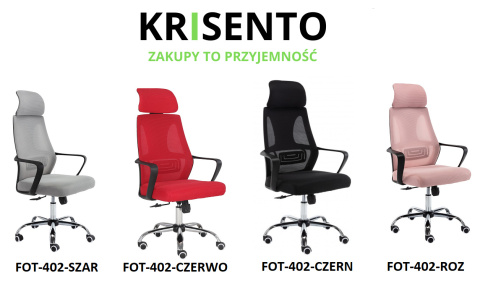 Fotel biurowy z siatki FOT-402-CZERWO