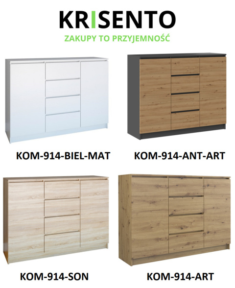 KOMODA 2D4S 140CM 4 SZUFLADY 2 DRZWI BIEL MAT KOMODA 2D4S 140CM 4 SZUFLADY 2 DRZWI BIEL MAT